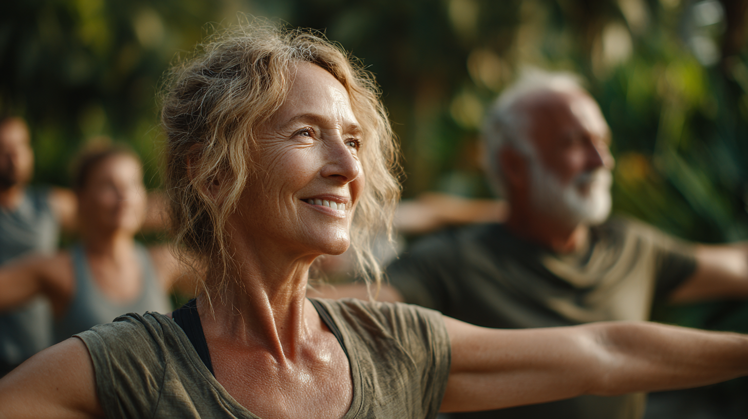 Активні літні люди під час фітнес-тренування